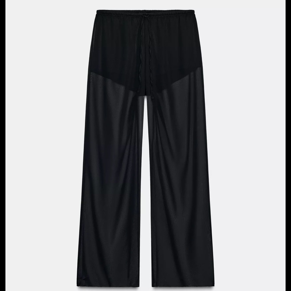 Black Sheer Wide-Leg Pants NWT
